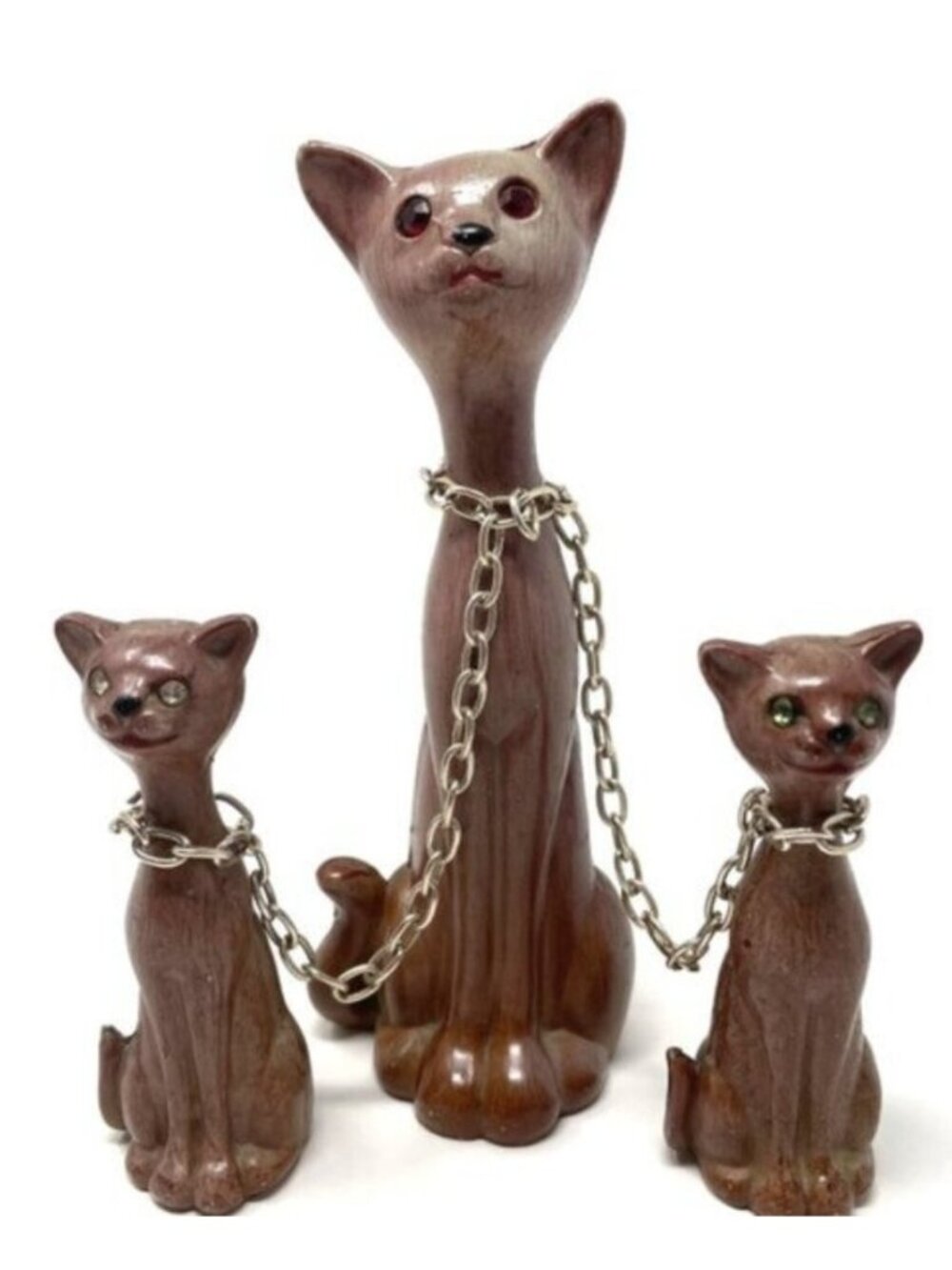 Vintage 1986 MCM Cat Family Figurines Mom & 2 Kittens